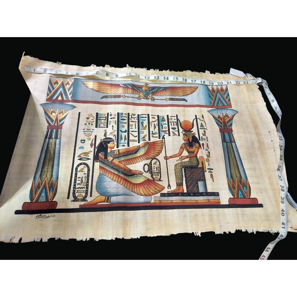 Set of Four Egyptian Hand Painted Art on Genuine Papyrus Paper T03 t - Picture 2 of 6